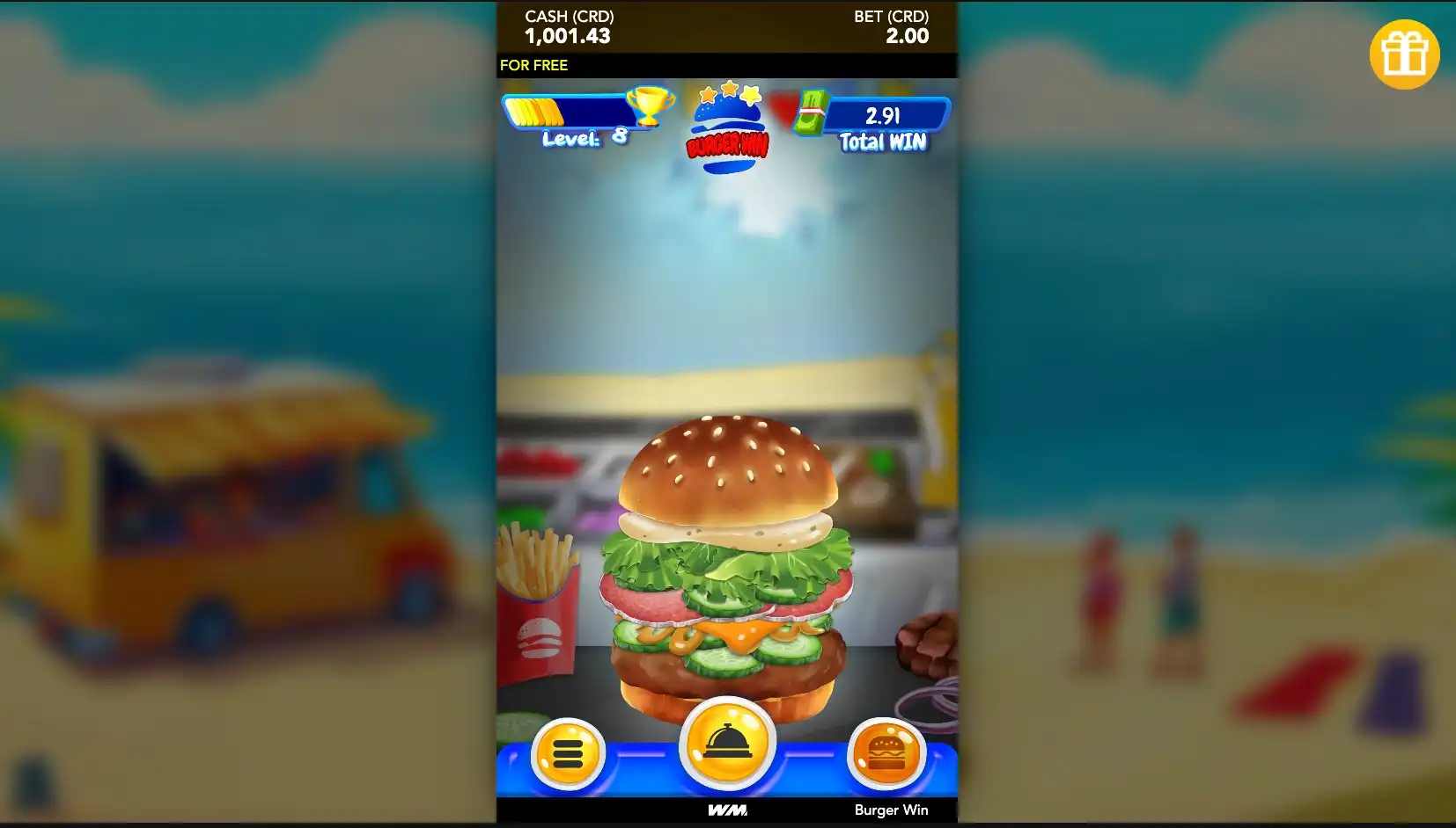 Burger Win interface